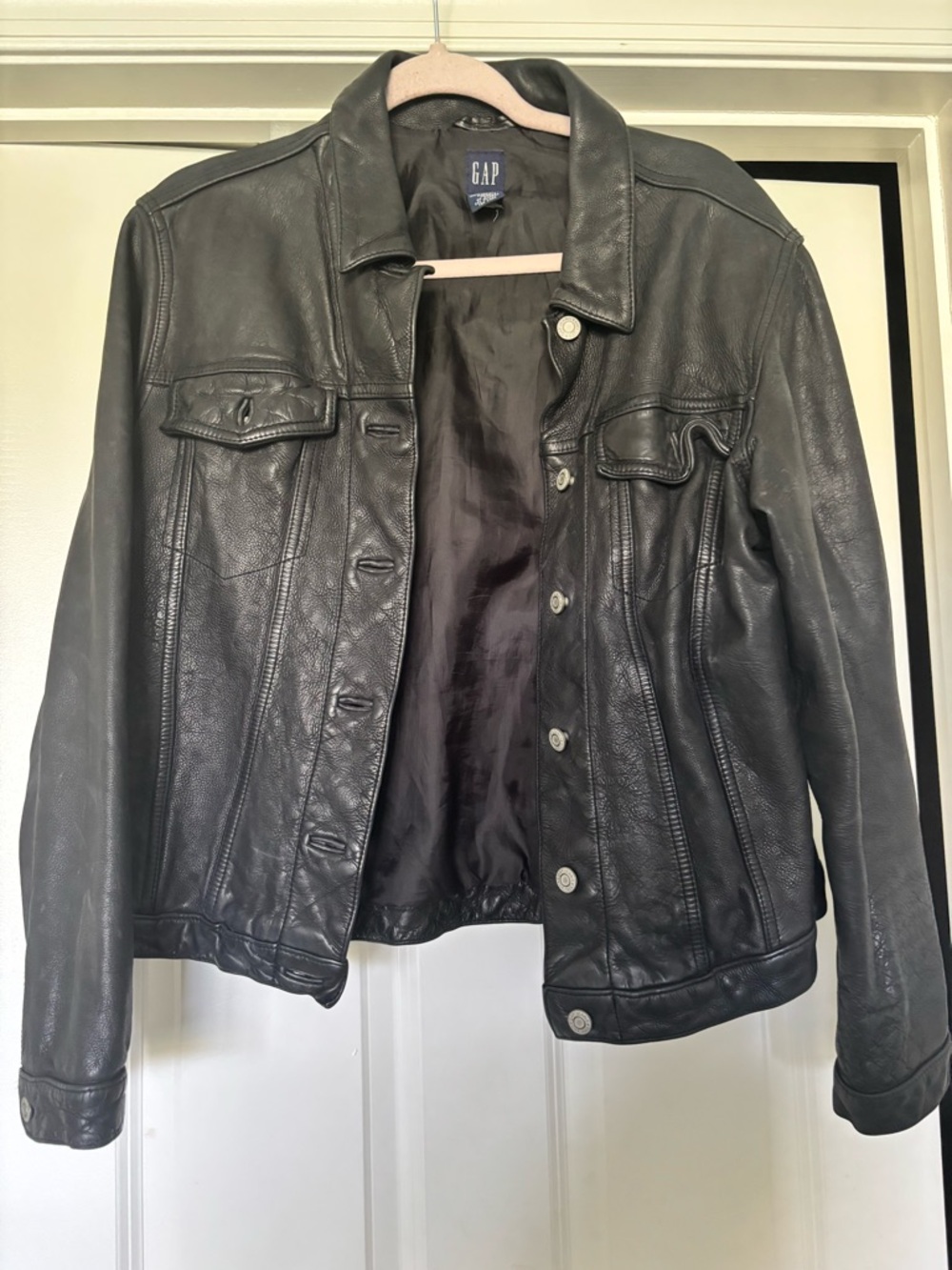 Vintage GAP Black Leather “denim jacket style” jacket